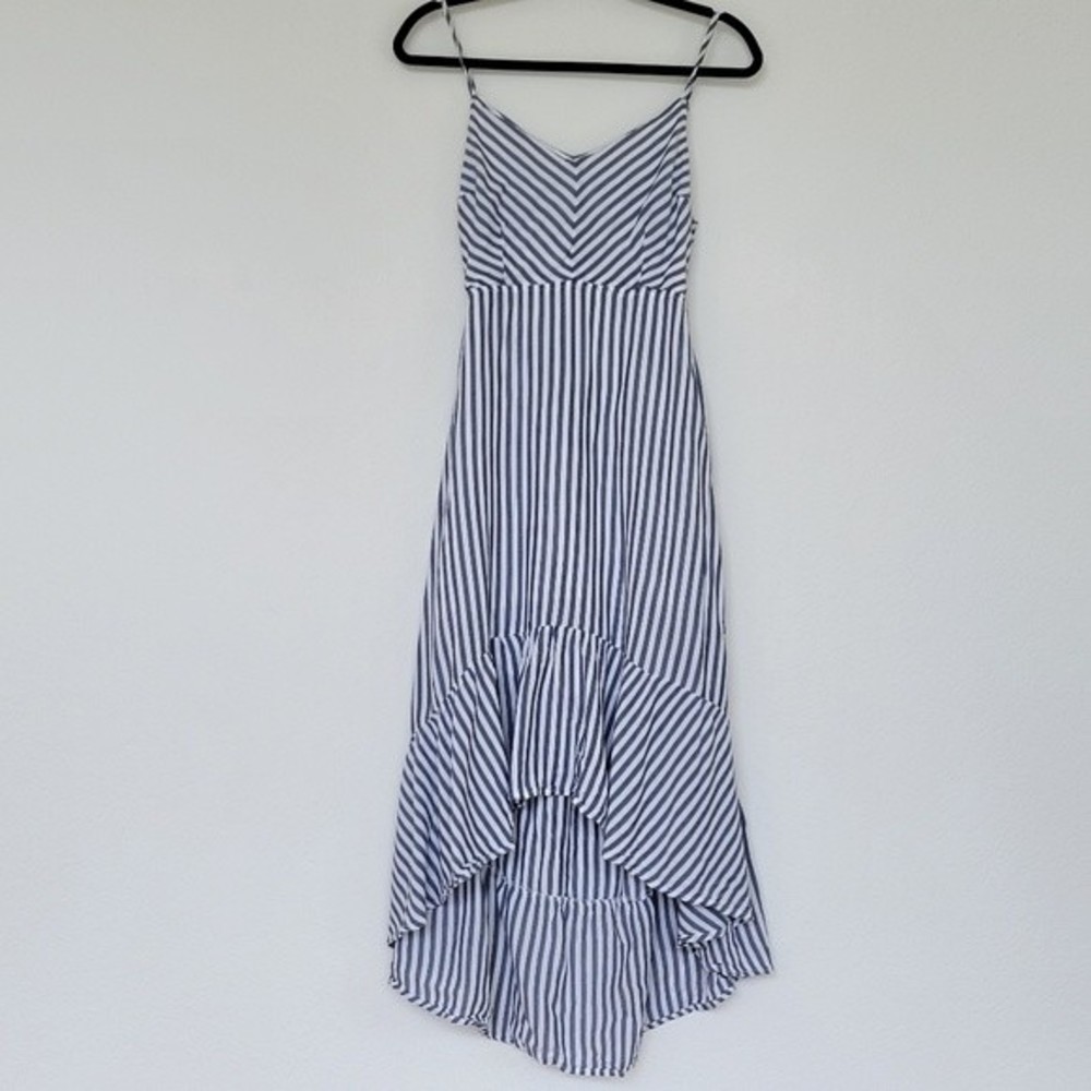 Mustard Seed | Striped Hi-Low Midi Slip Dress Blue White Size M